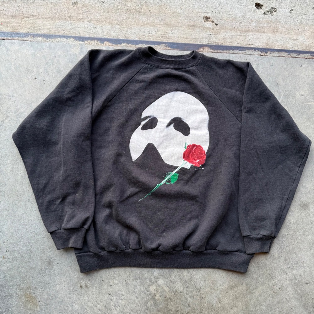 Vintage 1986 Phantom of the Opera Sweatshirt Hanes Activewear Black Medium